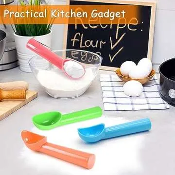 8 Pack Plastic Ice Cream Scoop Nonstick Ice Cream Spoon with Comfort Handle for Ice Cream Fruit Yogurt Potato Meat Balls Rice Dishes - Assorted Color