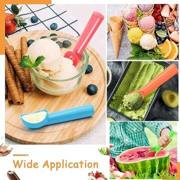 8 Pack Plastic Ice Cream Scoop Nonstick Ice Cream Spoon with Comfort Handle for Ice Cream Fruit Yogurt Potato Meat Balls Rice Dishes - Assorted Color
