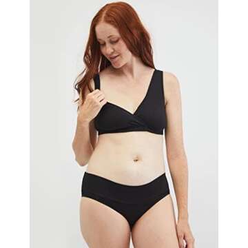 Motherhood Maternity Women's Wrap Front Nursing Sleep Bra, Black,Small