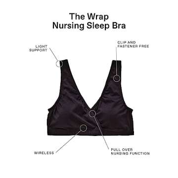 Motherhood Maternity Women's Wrap Front Nursing Sleep Bra, Black,Small