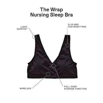 Motherhood Maternity Women's Wrap Front Nursing Sleep Bra, Black,Small