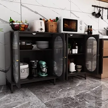 FOKWE Modern Accent Sideboard Cabinet with Glass Doors