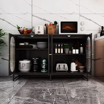 FOKWE Modern Accent Sideboard Cabinet with Glass Doors