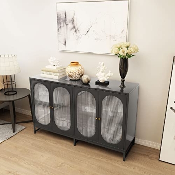 FOKWE Modern Accent Sideboard Cabinet with Glass Doors