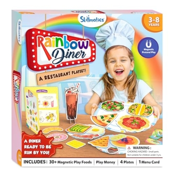 Skillmatics Rainbow Diner Playset with 30+ Magnetic Food Items
