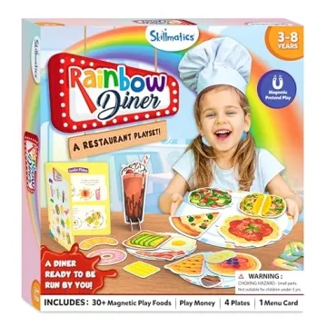 Skillmatics Rainbow Diner Playset with 30+ Magnetic Food Items