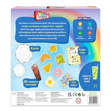Skillmatics Rainbow Diner Playset with 30+ Magnetic Food Items