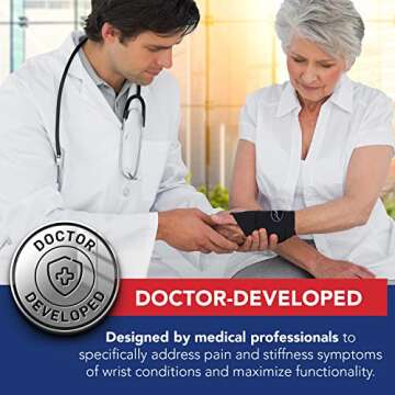 Doctor Developed Wrist Brace, Wrist Wraps for Carpal Tunnel Arthritis, Tendonitis, Hand Support, Ide...
