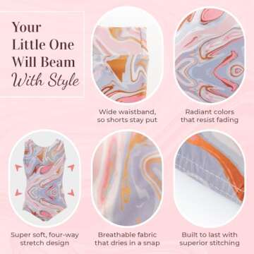 Dancina Gymnastics Leotards and Shorts Outfit Set for Girls Size 6 Pink Gold