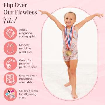 Dancina Gymnastics Leotards and Shorts Outfit Set for Girls Size 6 Pink Gold