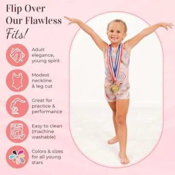 Dancina Gymnastics Leotards and Shorts Outfit Set for Girls Size 6 Pink Gold
