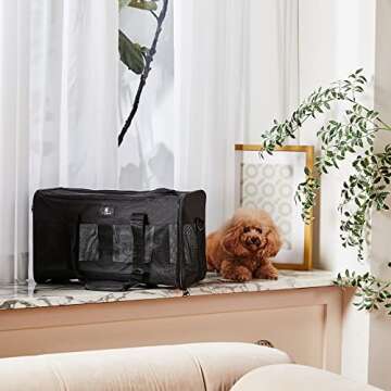 X-ZONE PET Cat Carrier Dog Carrier Pet Carrier for Small Medium Cats Dogs Puppies of 15 Lbs,Airline Approved Soft Sided Pet Travel Carrier,Dog Carriers for Small Dogs - Black Grey Purple Blue Brown