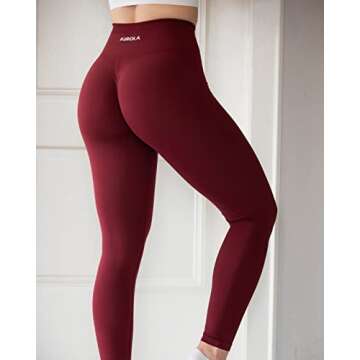 AUROLA Seamless Scrunch Tights Tummy Control Gym Fitness Yoga Pants Girl Sport Active Workout Leggings for Women (M, Sun Dried Tomato)