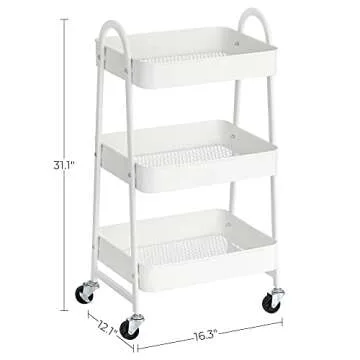 SONGMICS 3-Tier Rolling Metal Storage Cart for Easy Organization