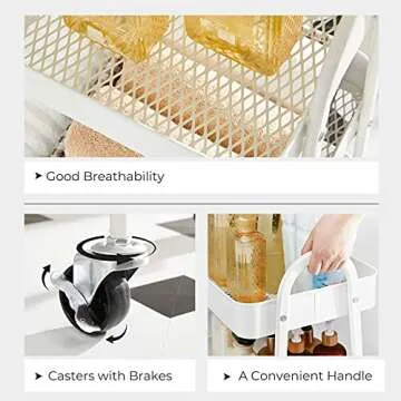 SONGMICS 3-Tier Rolling Metal Storage Cart for Easy Organization