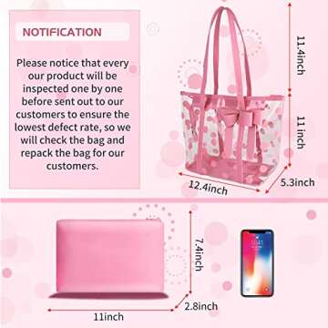 FF1 Women Waterproof Clear Tote Bags Shoulder Bag Handbag Beach Bag Shopping Bag Work Bag