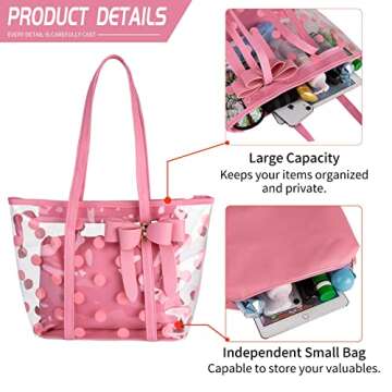 FF1 Women Waterproof Clear Tote Bags Shoulder Bag Handbag Beach Bag Shopping Bag Work Bag