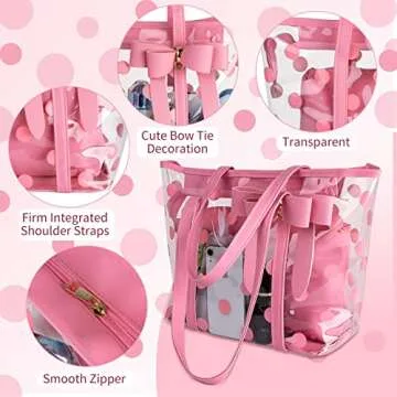 FF1 Women Waterproof Clear Tote Bags Shoulder Bag Handbag Beach Bag Shopping Bag Work Bag