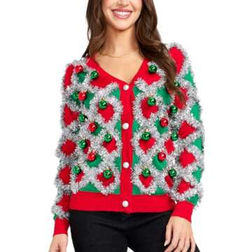 Tipsy Elves Classic Cute Cardigan Ugly Christmas Sweaters for Women with Fun Patterns and Animals - ...