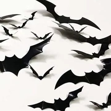 80 Pcs Halloween Bats Decorations,3 Styles 3D Removable Wall Sticker with 4 Sizes for Halloween Decor Party Favors Props Supplies Cemetery Decor