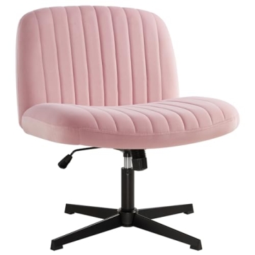 IWMH Armless Office Chair - Height Adjustable, Wide Seat Ergonomic Design (Pink)