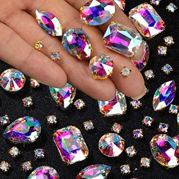 WILLBOND 156 Pcs Sew on Rhinestones Claw Flatback Crystal Rhinestones Metal Prong Setting Gems Acryl...