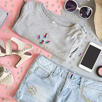 WILLBOND 156 Pcs Glass Sew on Rhinestones for Crafts