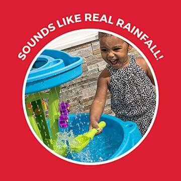 Step2 Summer Showers Splash Tower Water Table for Kids, Outdoor Kids Water Sensory Table, Ages 1.5+ Years Old, 8 Piece Water Toy Accessories, Blue & Green