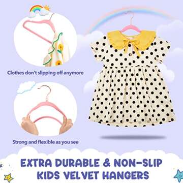 HOUSE DAY Velvet Kids Hangers 60 Pack, Premium Childrens Hangers for Closet, Ultra Thin Cute Clothes Hanger, Non Slip Felt Hangers 14 Inch, Small Hangers for Kids Clothes, Blush Pink