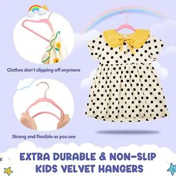 HOUSE DAY Velvet Kids Hangers 60 Pack, Premium Childrens Hangers for Closet, Ultra Thin Cute Clothes Hanger, Non Slip Felt Hangers 14 Inch, Small Hangers for Kids Clothes, Blush Pink