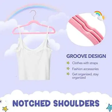 HOUSE DAY Velvet Kids Hangers 60 Pack, Premium Childrens Hangers for Closet, Ultra Thin Cute Clothes Hanger, Non Slip Felt Hangers 14 Inch, Small Hangers for Kids Clothes, Blush Pink