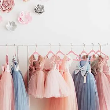 HOUSE DAY Velvet Kids Hangers 60 Pack, Premium Childrens Hangers for Closet, Ultra Thin Cute Clothes Hanger, Non Slip Felt Hangers 14 Inch, Small Hangers for Kids Clothes, Blush Pink
