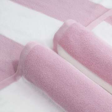 CLOWOOD Plush Oversized Beach Towel - Cotton 40 x 72 Inch Large Thick Pink Striped Cabana Pool Swimming Towel