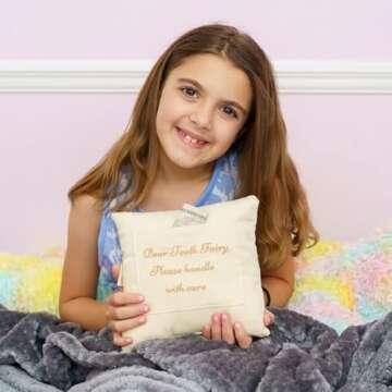 Flower Power Tooth Fairy Pillow - Tooth Fairy Pillow with Pocket - Keepsake or Gift for Girls and Boys- Super Cute Handmade Like Design