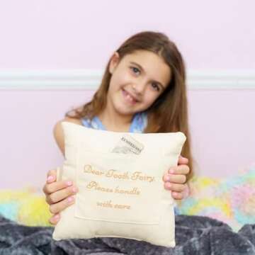 Flower Power Tooth Fairy Pillow - Tooth Fairy Pillow with Pocket - Keepsake or Gift for Girls and Boys- Super Cute Handmade Like Design