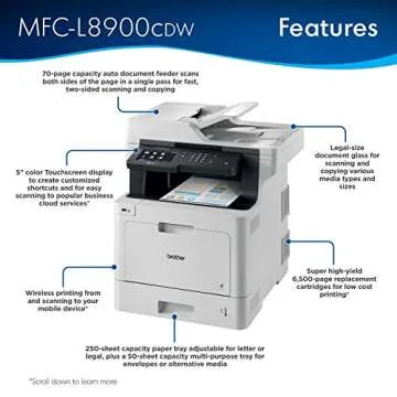 Brother MFC-L8900CDW Business Color Laser All-in-One Printer for High Volume Printing
