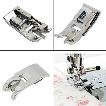 3pcs Sewing Machine Presser Foot Set of 1/4 inch Quilting Patchwork Presser Foot, Stitch in Ditch Foot and Overcast Presser Foot for Most Low Shank Snap-On Singer, Brother Sewing Machines