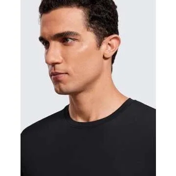 CRZ YOGA Men's Cotton Polyester Short Sleeve T-Shirt Classic Fit Casual Workout Tops Soft Premium Tee Black X-Large