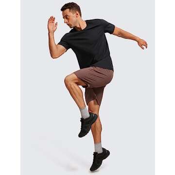 CRZ YOGA Men's Cotton Polyester Short Sleeve T-Shirt Classic Fit Casual Workout Tops Soft Premium Tee Black X-Large