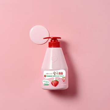WELCOS KWAILNARA Strawberry Milk Body Wash – Korean Body Cleanser with Strawberry Extract for Hydrated, Smooth Skin, 560 g / 19.75 oz.
