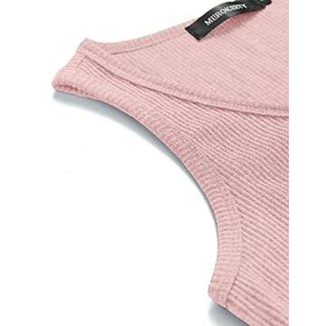 MEROKEETY Women's 2025 Casual Tank Tops Summer Solid Color Ribbed Sleeveless Basic Shirts, Pink, S
