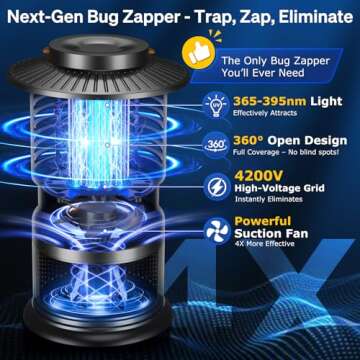 GTERT Bug Zapper Outdoor & Mosquito Trap with Quiet Operation