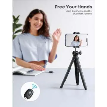 Lamicall Tripod for iPhone - 3 in 1 Flexible Phone Tripod with Wireless Remote - iPhone Tripod Stand for Video Recording Vlogging Selfie Compatible with iPhone Samsung Go Pro, Digital Camera
