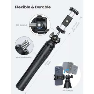 Lamicall Tripod for iPhone - 3 in 1 Flexible Phone Tripod with Wireless Remote - iPhone Tripod Stand for Video Recording Vlogging Selfie Compatible with iPhone Samsung Go Pro, Digital Camera