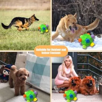 Dog Snuffle Ball-Interactive Puzzle Dog Toys Encourage Natural Foraging Skills Slow Feeder for Training and Stress Relief, Cloth Strip Hiding Food Chew Toys for Any Size Dogs with Squeaky Carrot Toy
