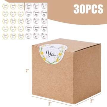 VGOODALL 30PCS Mini Gift Boxes, 2 x 2 x 2 inches Kraft Paper Favor Boxes with Thank You Stickers Tin...