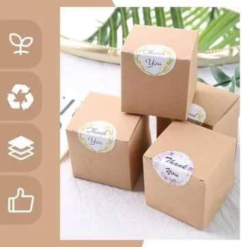 VGOODALL 30PCS Mini Gift Boxes, 2 x 2 x 2 inches Kraft Paper Favor Boxes with Thank You Stickers Tiny Cardboard Boxes for Wedding Birthday Party