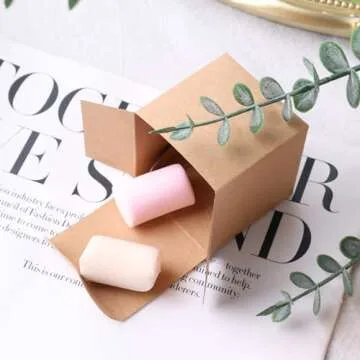 VGOODALL 30PCS Mini Gift Boxes, 2 x 2 x 2 inches Kraft Paper Favor Boxes with Thank You Stickers Tiny Cardboard Boxes for Wedding Birthday Party