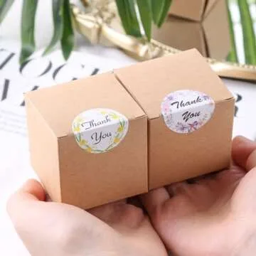 VGOODALL 30PCS Mini Gift Boxes, 2 x 2 x 2 inches Kraft Paper Favor Boxes with Thank You Stickers Tiny Cardboard Boxes for Wedding Birthday Party