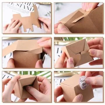 VGOODALL 30PCS Mini Gift Boxes, 2 x 2 x 2 inches Kraft Paper Favor Boxes with Thank You Stickers Tiny Cardboard Boxes for Wedding Birthday Party